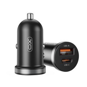 Зарядно Aдаптер XO 12V/24V 30W, USB-A + USB-C, черен