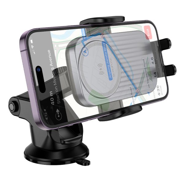 Стойка за кола с  безжично зареждане Borofone 15W черен - Image 2