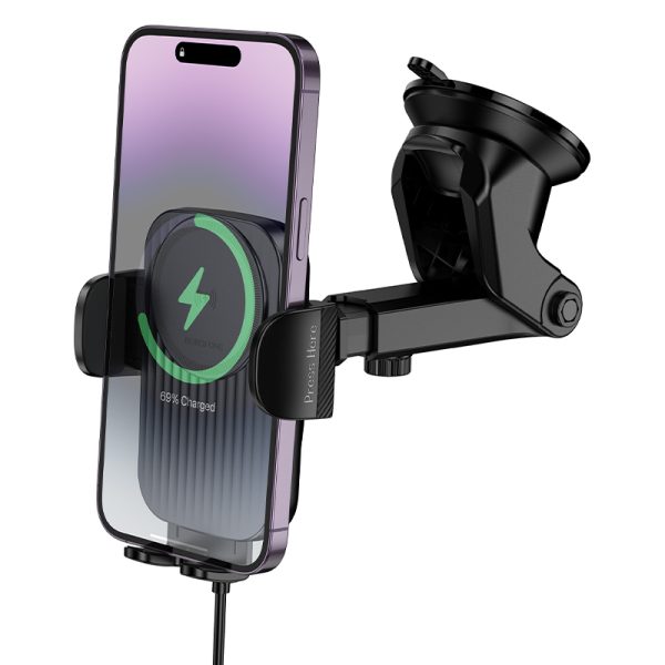 Стойка за кола с  безжично зареждане Borofone 15W черен - Image 3