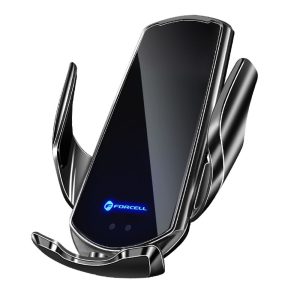 Стойка за кола, безжично зареждане, автоматична, Forcell Qi 15W, за предно стъкло / вентилационен отвор, черна
