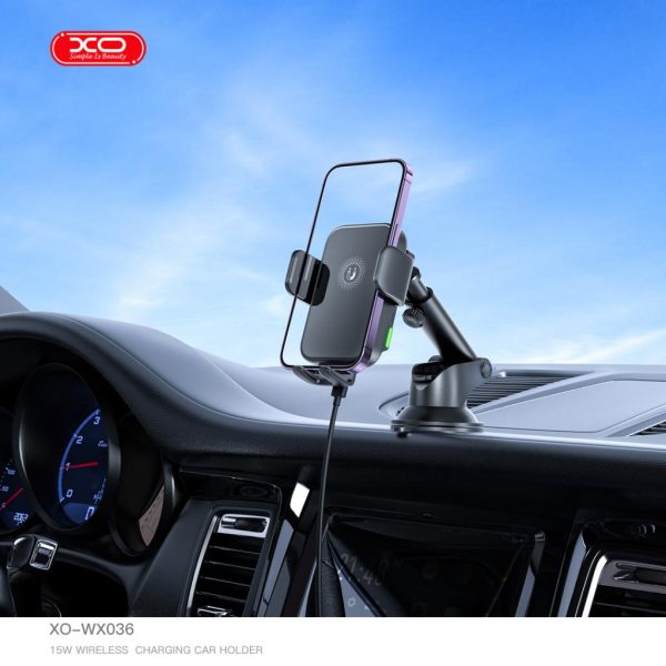 Стойка за кола с безжично зареждане XO 15W, вакуум - Image 5