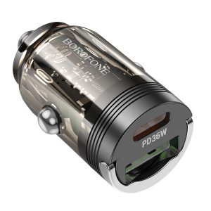 Зарядно Адаптор 12/24V Borofone с USB-A и USB-C порт, QC3.0, PD. 36W 3A